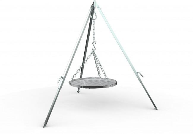 Detalj av hengerist for trefot Ø50 cm forkrommet stål Petromax montert
