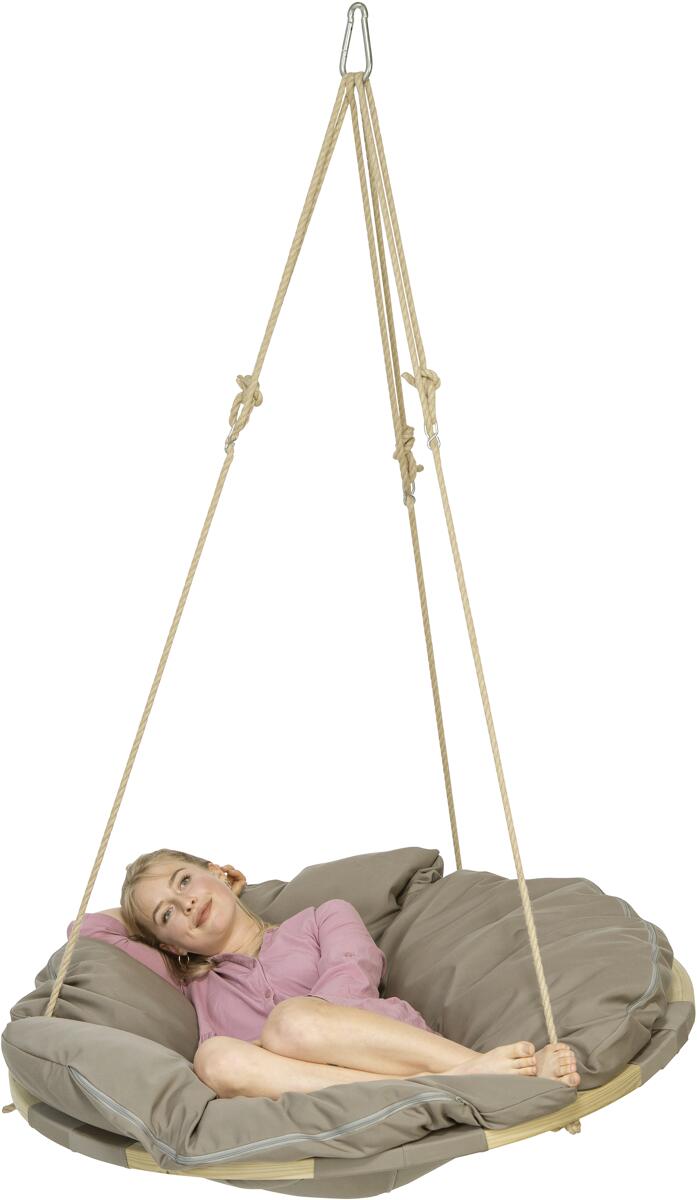 Hengestol Swing Nest 140 cm pute taupe med pute