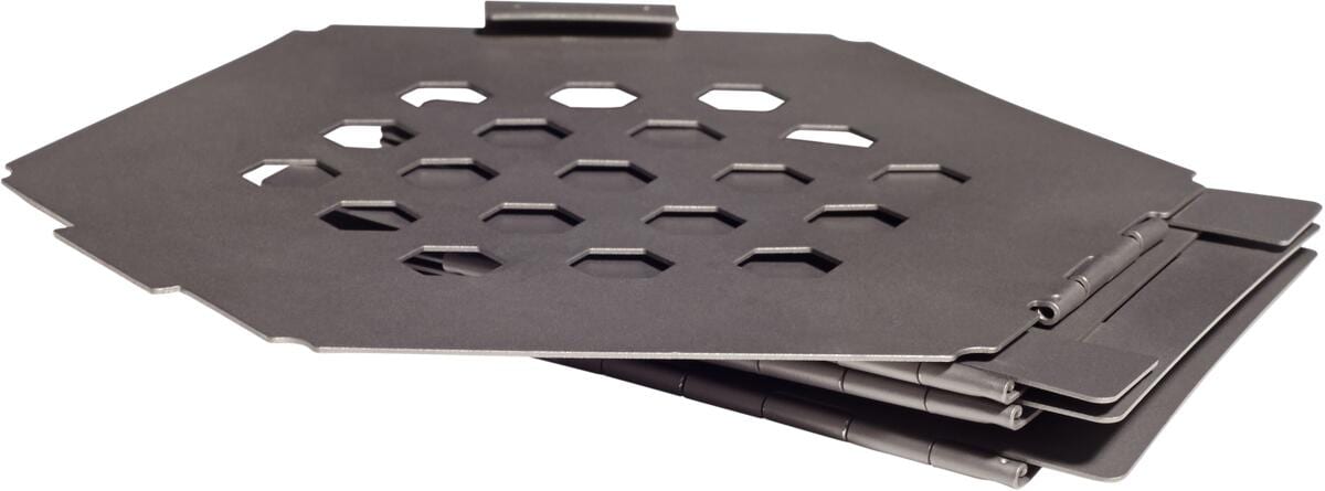Hexagon sammenleggbar vedovn i titan detalj