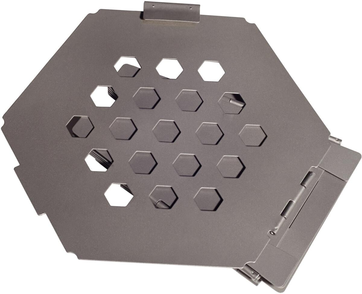 Hexagon sammenleggbar vedovn i titan montert