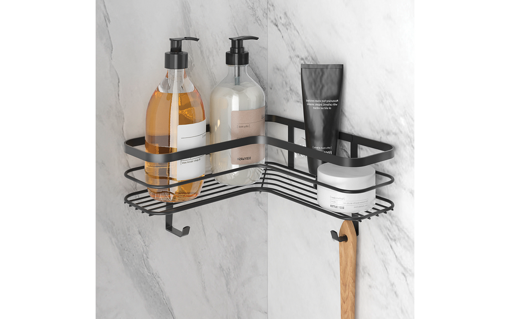 Hjørnehylle L-formet U-fix for dusj 21 x 21 x 13 cm Metaltex bakside