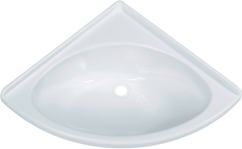 Hjørnevask M 42x42 cm i polystyrol for bobil og campingvogn - Comet forfra