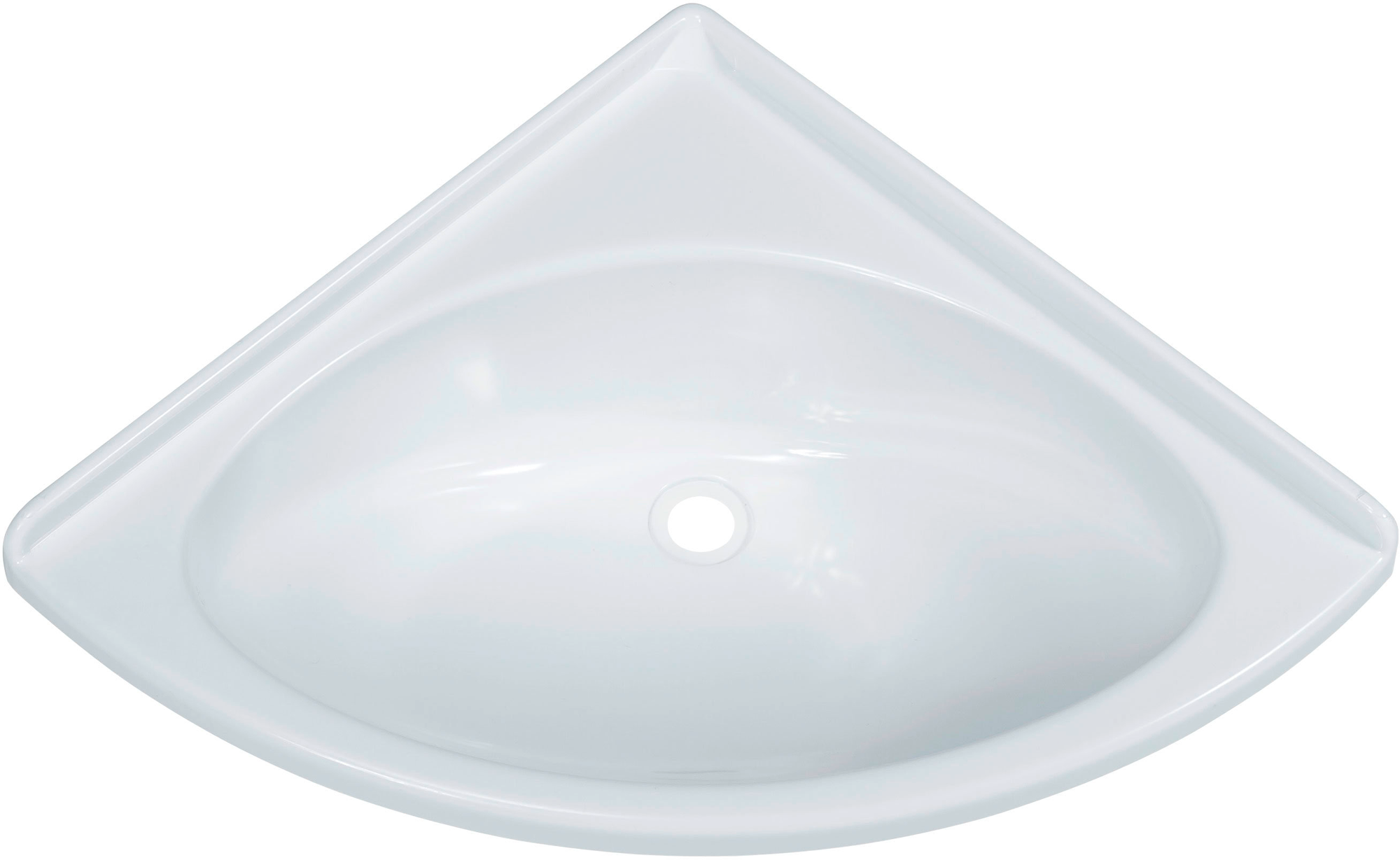 Hjørnevask M 42x42 cm i polystyrol for bobil og campingvogn - Comet forfra