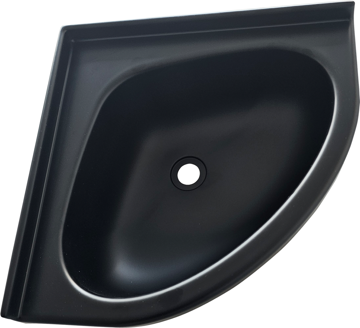 Hjørnevask Mini oval 345 mm matt svart i plast - Comet for plassbesparende bruk