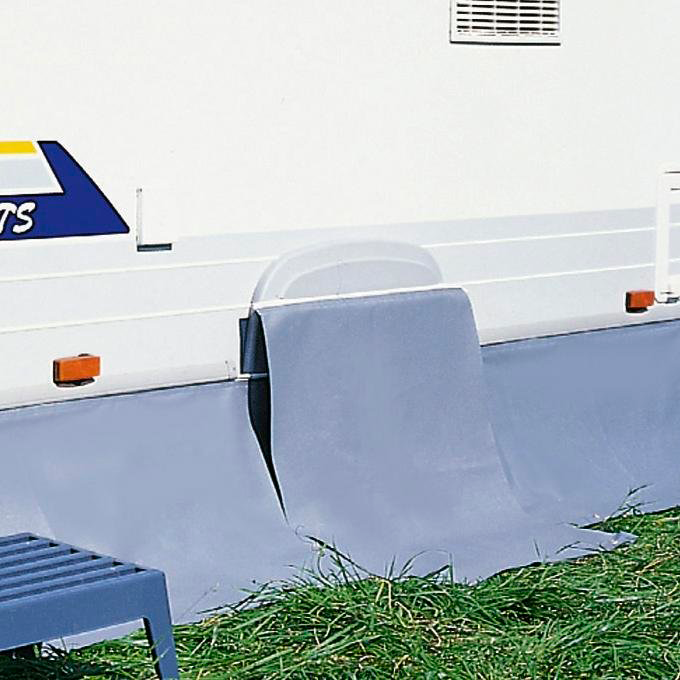 Hjulkassedeksel for enkeltakslet campingvogn 75 x 75 cm grå montert på hjulkasse
