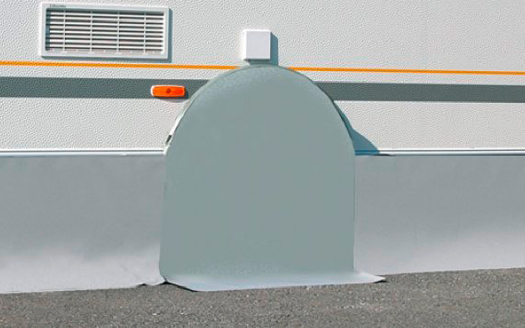 Hjulkassedeksel for Tabbert enkeltakslet campingvogn polyester forfra