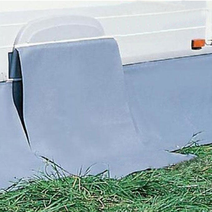 Hjulkassedeksel for tandemakslet campingvogn 150 x 75 cm grå forfra