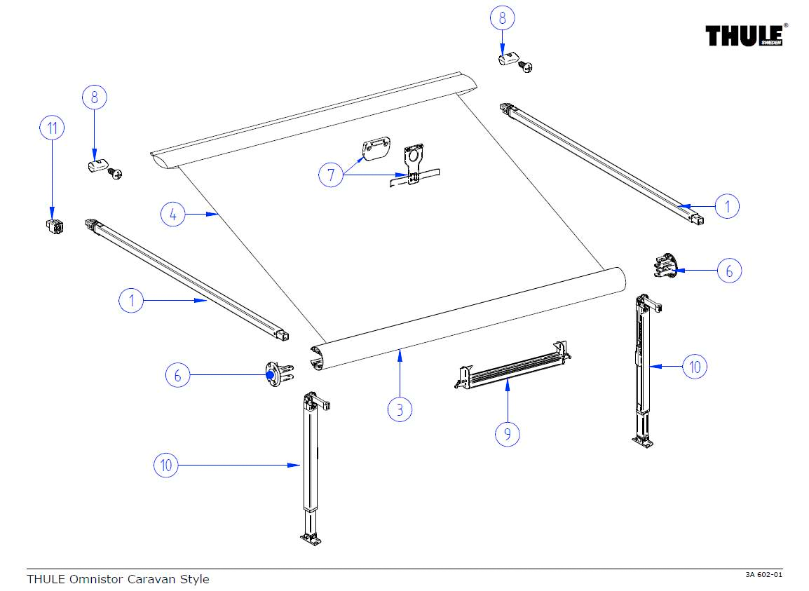 Holder for teleskoparm og strekkstang til Caravan-Style - Thule montert