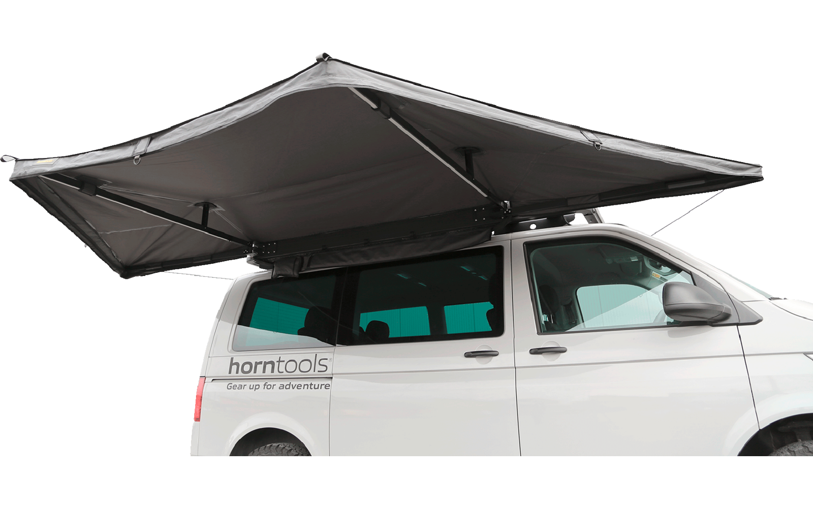 Montert Horizon 180-graders frittstående sidemarkise 2 m med LED på campingvogn