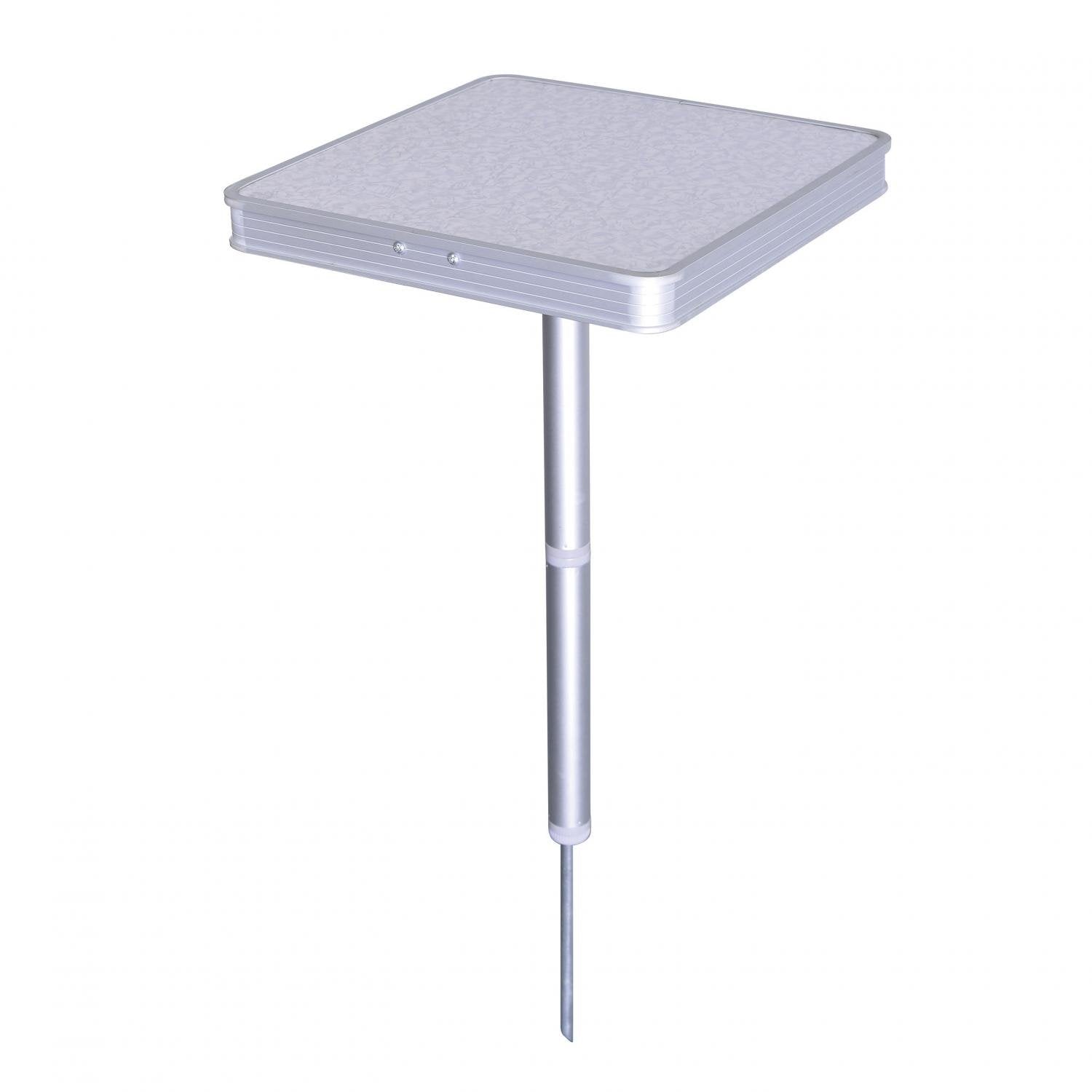 Høydejusterbart campingbord 26 x 26 cm med stålspyd for campingbruk