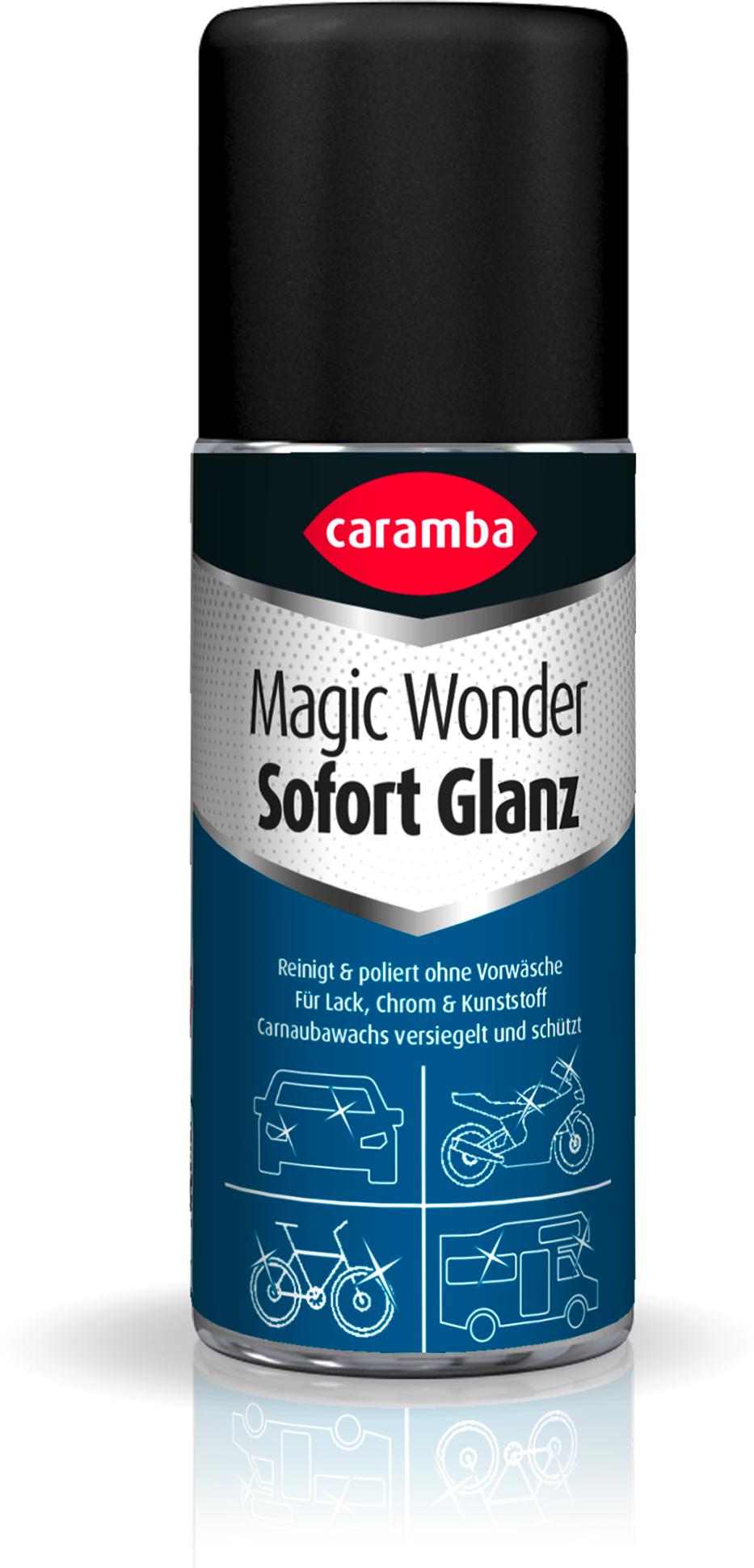 Hurtigglans spray uten vann for lakk, krom og plast 75 ml - Caramba front