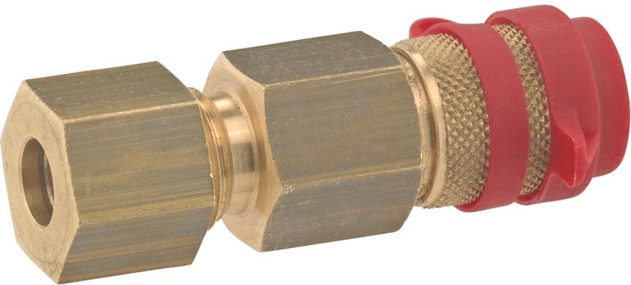 Hurtigkobling med beskyttelseshette messing 8 mm 5 bar - GOK forfra