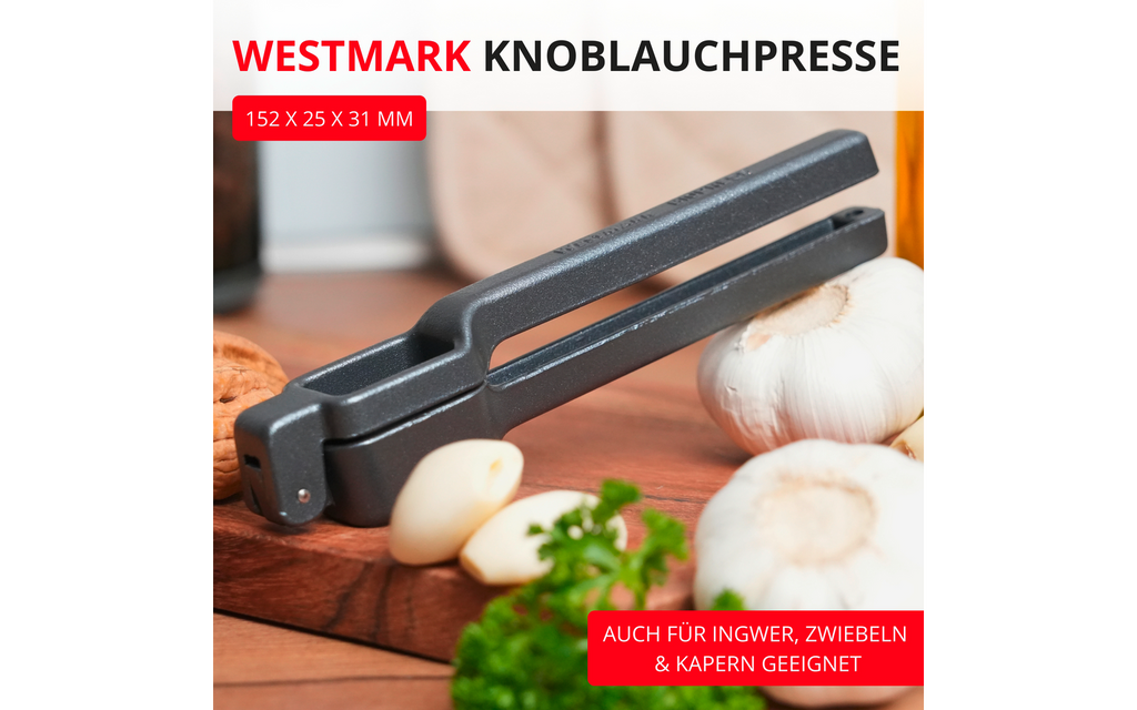 Hvitløkspresse Biopress Black Edition i aluminium bakside