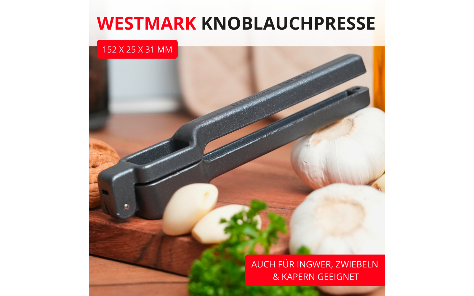 Hvitløkspresse Biopress Black Edition i aluminium bakside