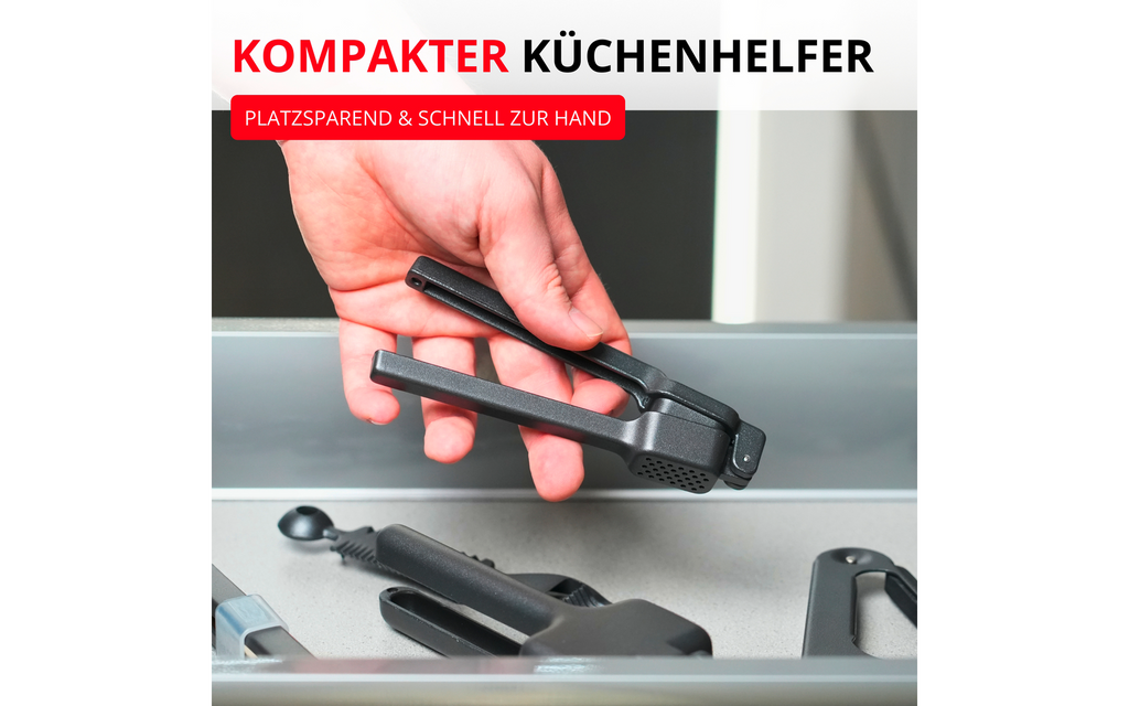 Hvitløkspresse Biopress Black Edition i aluminium - Westmark