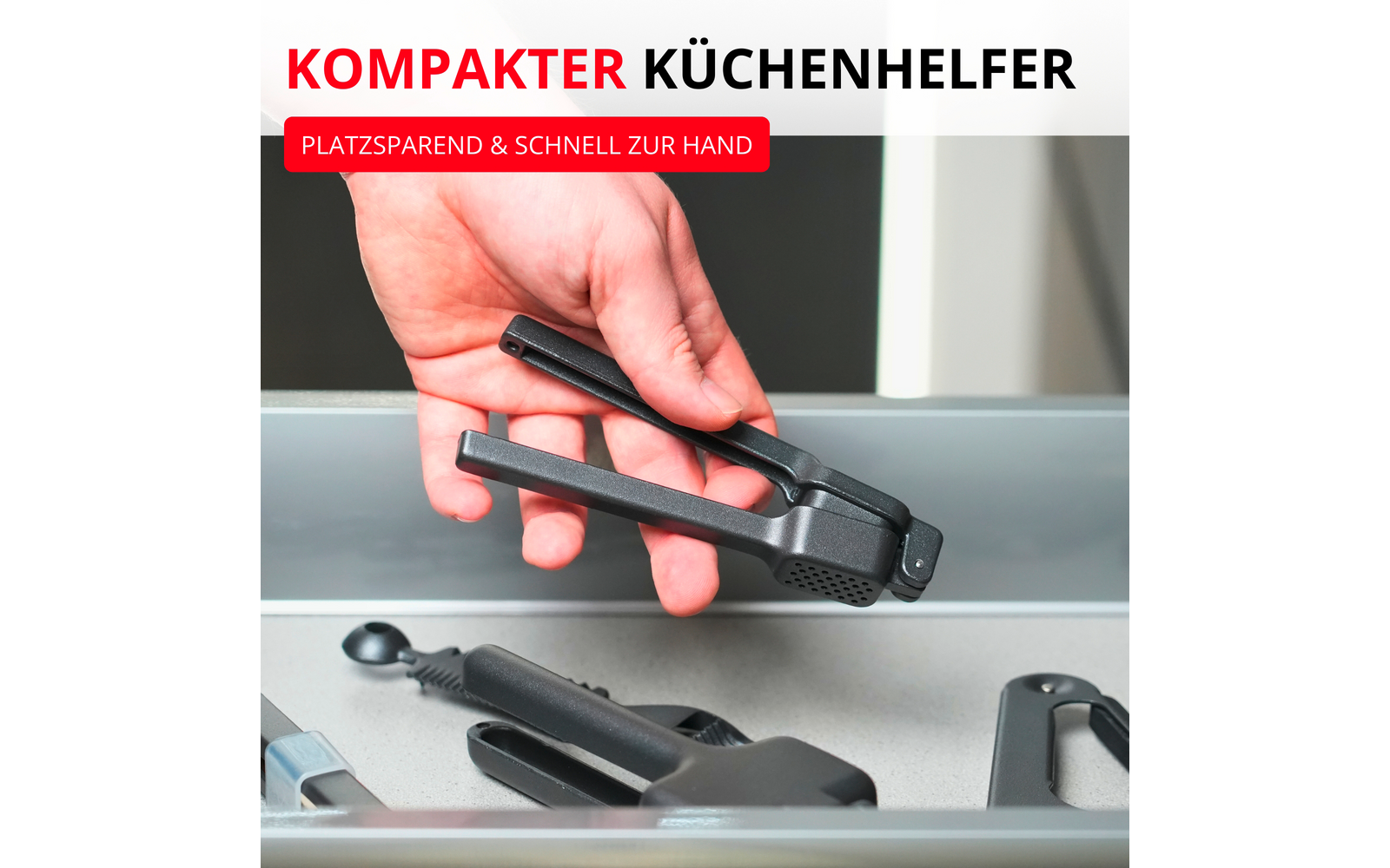 Hvitløkspresse Biopress Black Edition i aluminium - Westmark