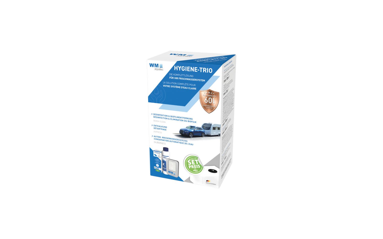 Hygiene-Trio komplettsett for vanntank 60 l montert