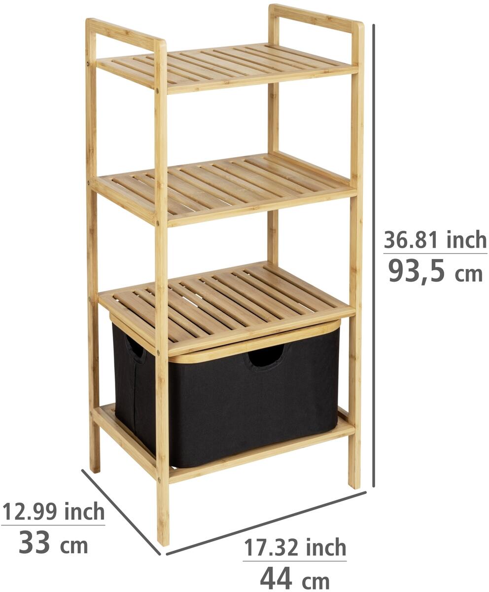 Hylle med 3 etasjer Ecori i bambus 44x33x93,5 cm - Wenko montert med dekor