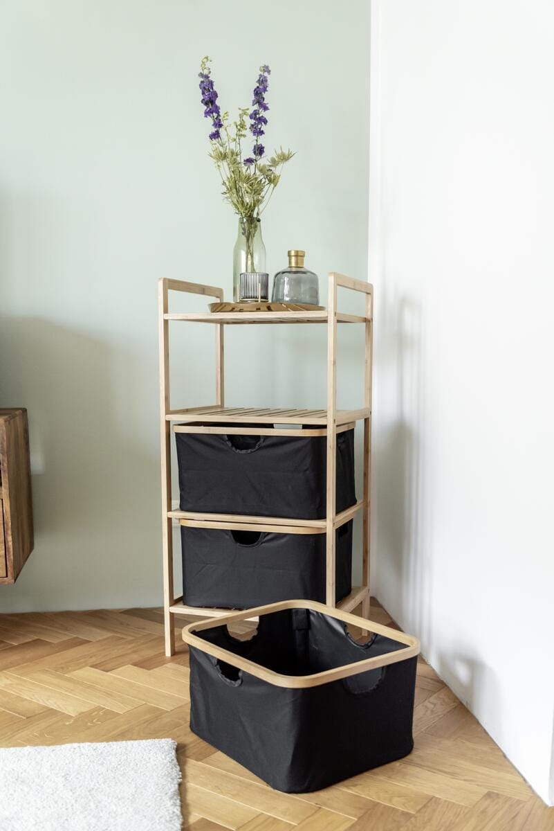 Visning av tekstilmateriale på Hylle med 3 etasjer Ecori i bambus 44x33x93,5 cm - Wenko