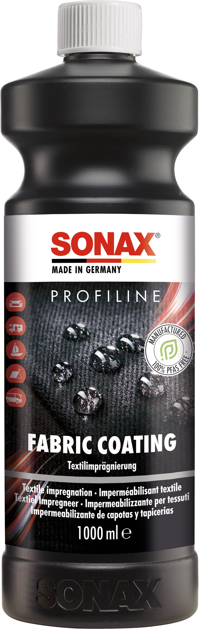 Impregneringsspray FabricCoating for tekstiler 1 liter - Sonax for vannavvisning