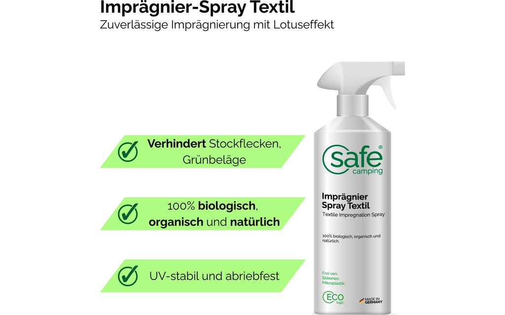 Impregneringsspray for tekstil med lotuseffekt 500 ml - SAFE CAMPING bakside