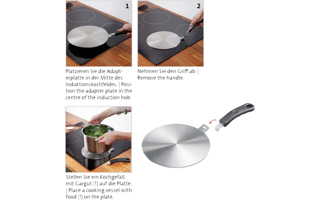 Induksjonsadapterplate i rustfritt stål Ø24 cm Westmark brukt til kaffekoking