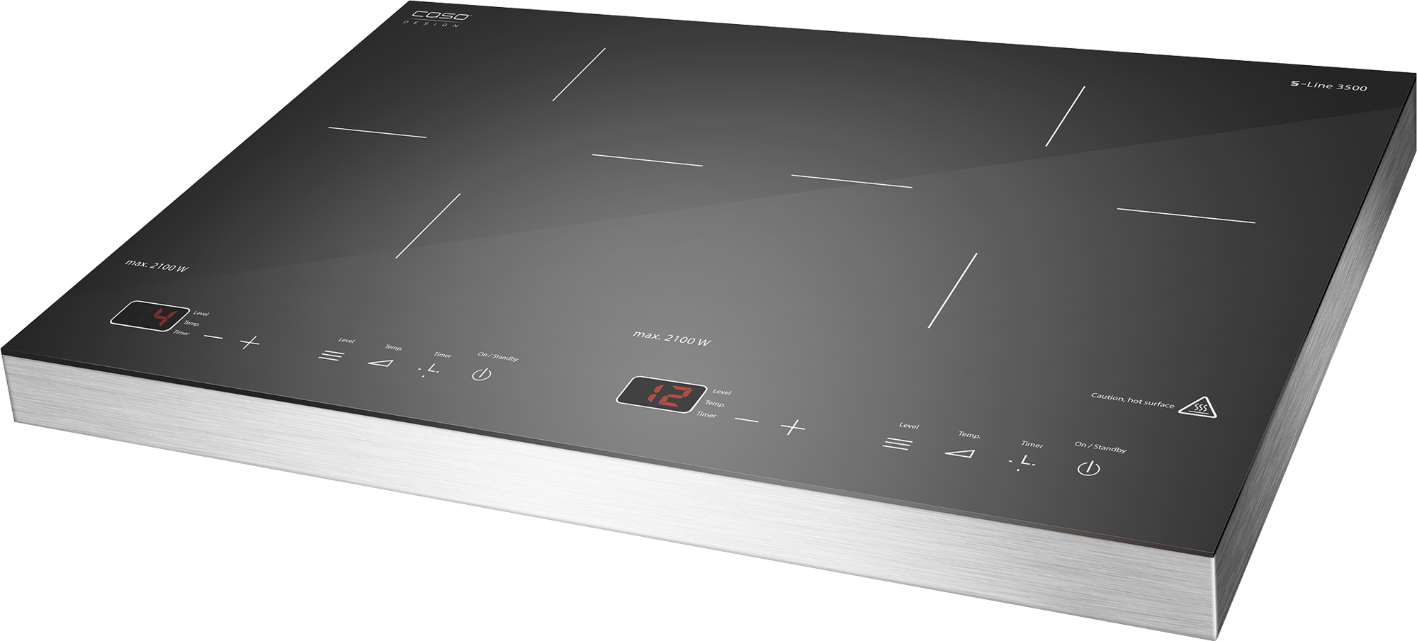 Induksjonskoketopp dobbel S-Line 3500 W 12 trinn PowerSharing forfra