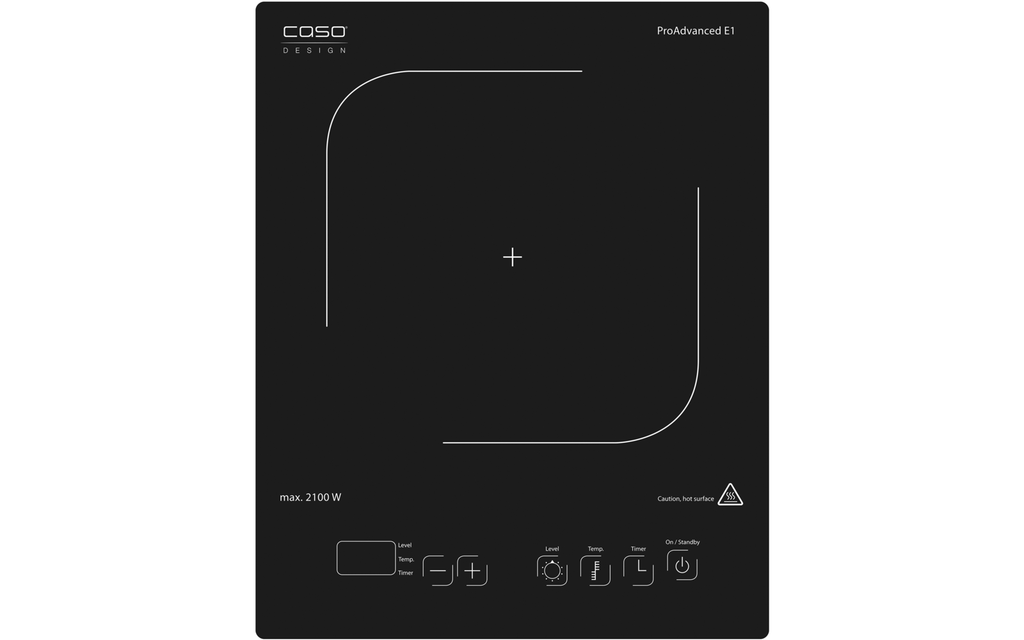 Induksjonskoketopp ProAdvanced E1 enkel 2100W innbygging - CASO detalj av kontrollpanel