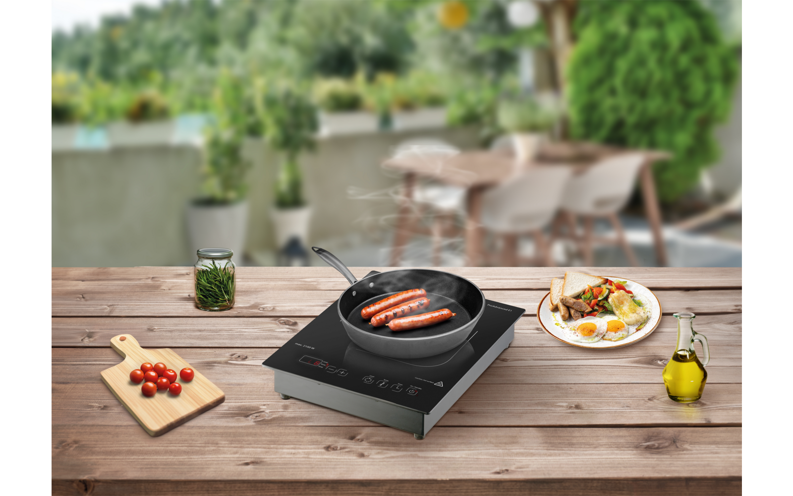 Induksjonskoketopp ProAdvanced E1 enkel 2100W innbygging - CASO sensor-touch betjening
