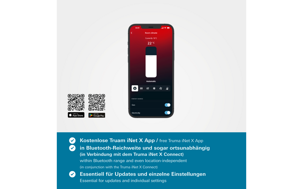 iNet X Connectivity sett for CP plus appstyring - Truma detalj av skjerm