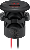 Innbygget USB-A og USB-C lader med hurtiglading 12V/24V 18W - Wentronic front