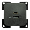 Innbygget USB-A og USB-C ladestikkontakt C-Line 10-24V 30W - Haba forfra