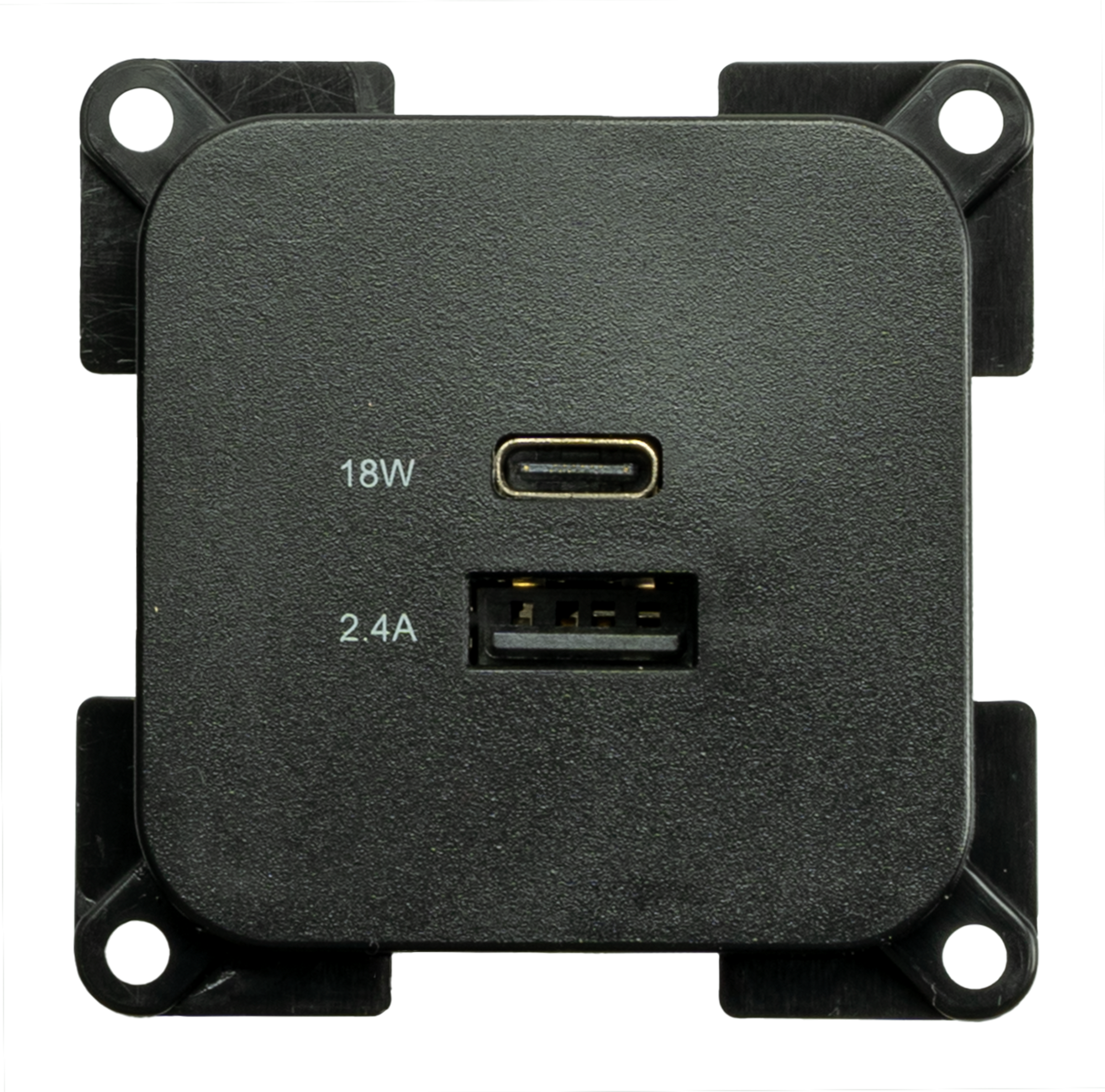 Innbygget USB-A og USB-C ladestikkontakt C-Line 10-24V 30W - Haba forfra