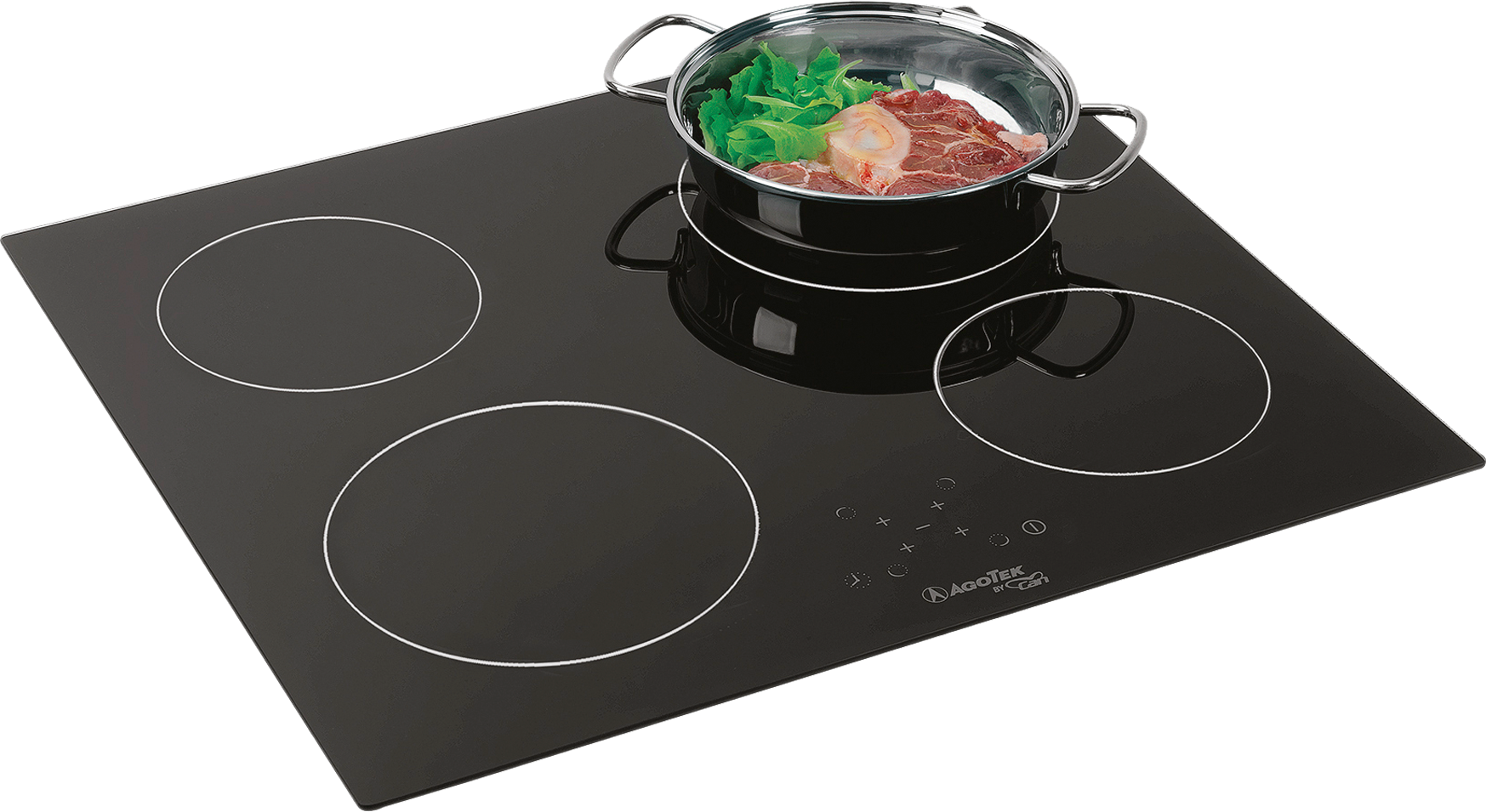 Innbyggings glaskeramisk koketopp C-PT1358 4 soner 580x505 mm - Can forfra