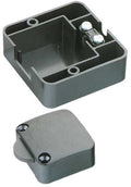 Innbyggingsbryter for kiste 12/230V med tilleggshus svart FAWO for campingbruk