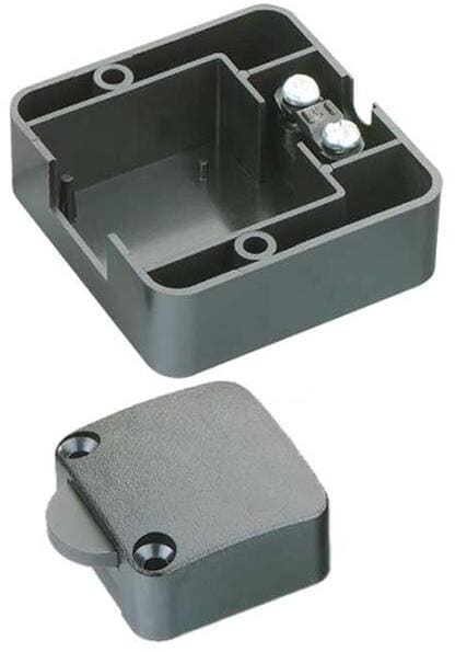 Innbyggingsbryter for kiste 12/230V med tilleggshus svart FAWO for campingbruk