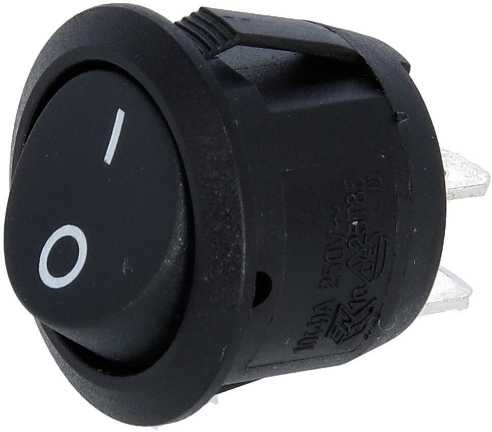 Innbyggingsbryter rund 12V/24V/230V svart Ø23mm - TRU Components forfra