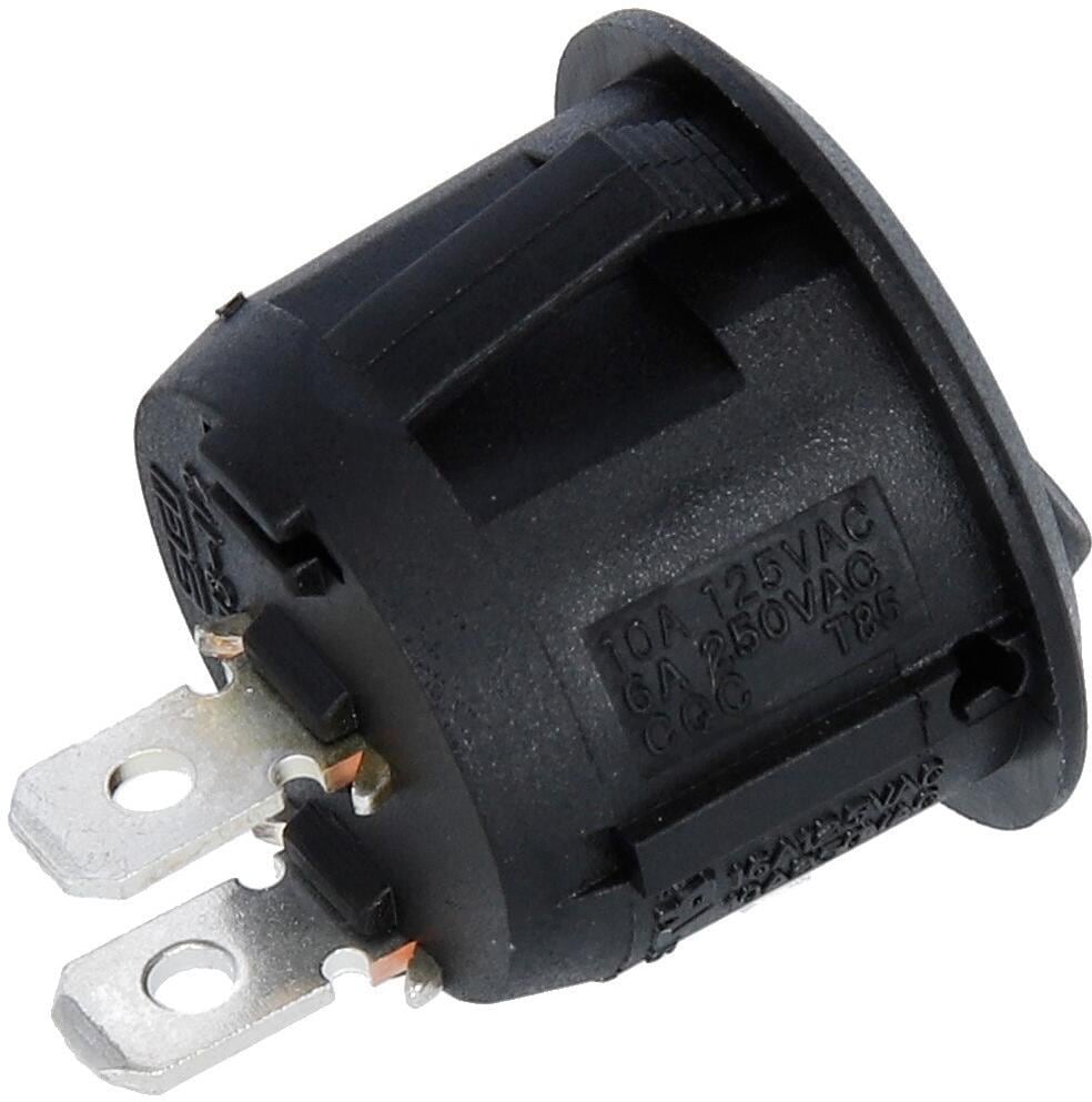 Innbyggingsbryter rund 12V/24V/230V svart Ø23mm - TRU Components bakside