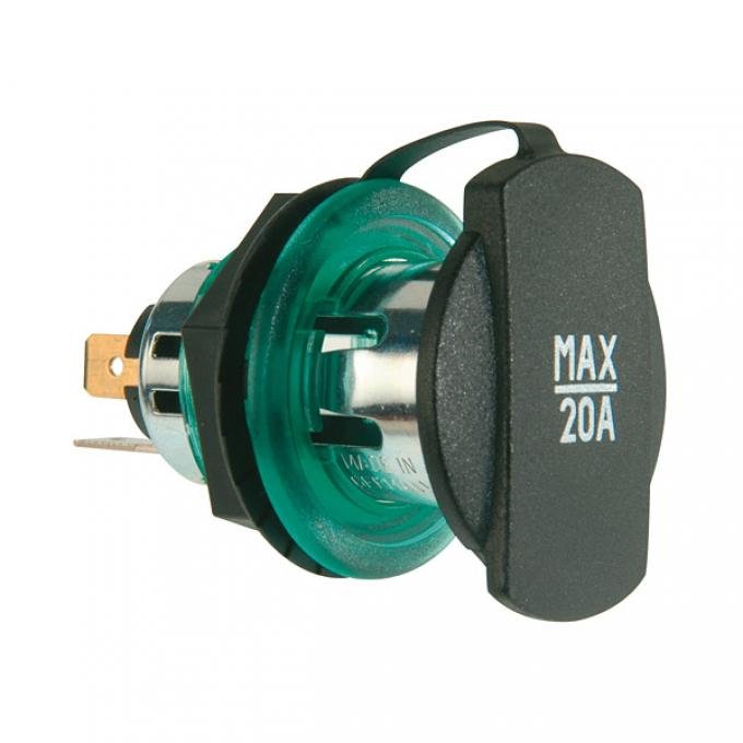 Innbyggingsstikkontakt 12-24 V 20 A Ø21 mm svart - ProCar for montering i bil