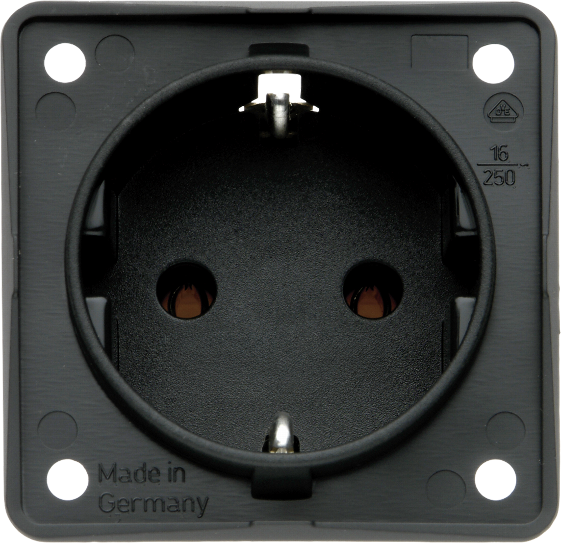 Innbyggingsstikkontakt 250 V 16 A IP44 antrasitt - Berker front