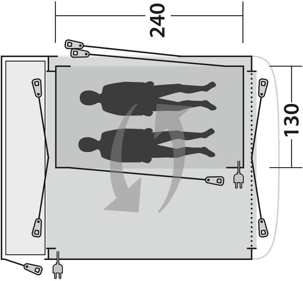 Innertelt for Milestone/Bremburg/Linnburg/Starville 2-pers 130x240 cm bakside