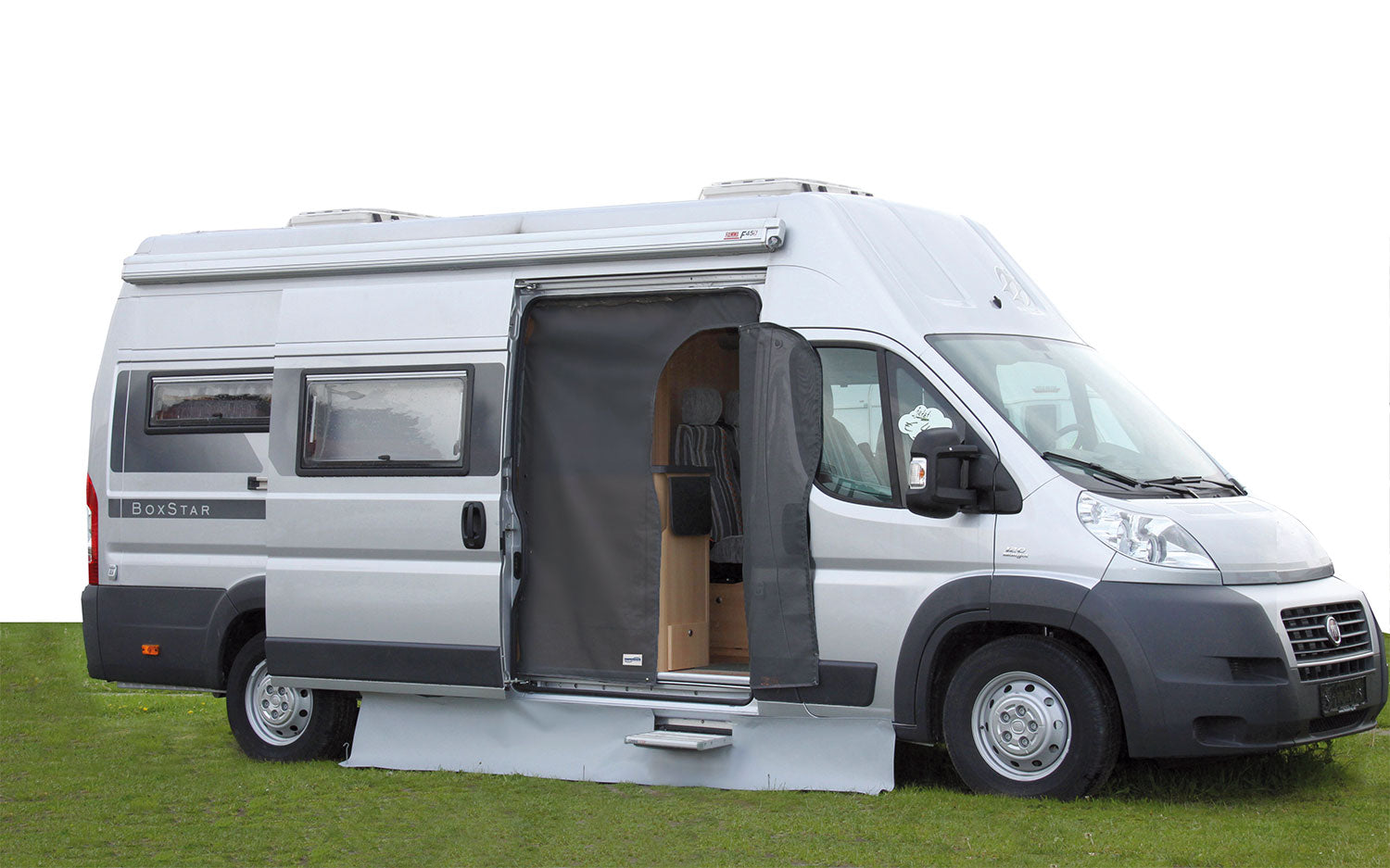 Insektgardin skyvedør Fiat Ducato fra 2007 polyester Hindermann montert