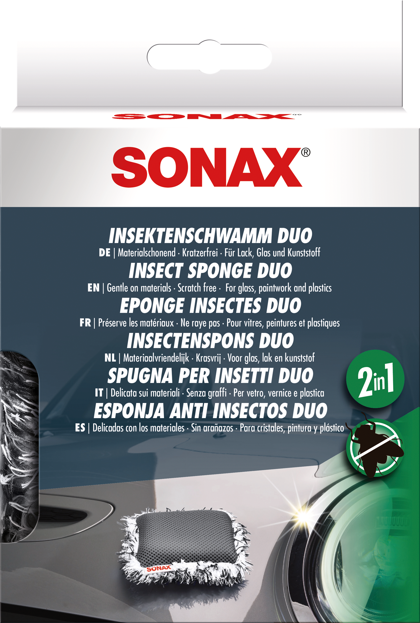 Insektsvamp 2-i-1 med nettstruktur og mikrofiber Sonax for effektiv rengjøring
