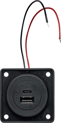 Integro USB A+C ladestikkontakt 12 V grå matt - Berker for campingbruk