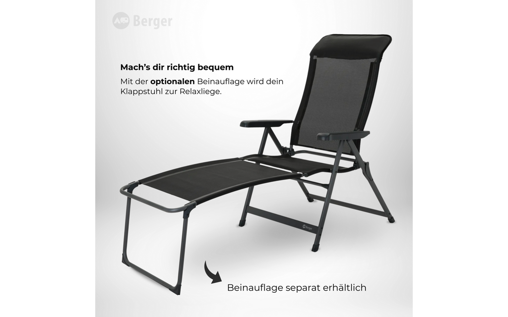 Sideprofil av Iseo Luxus klappstol svart med polstring