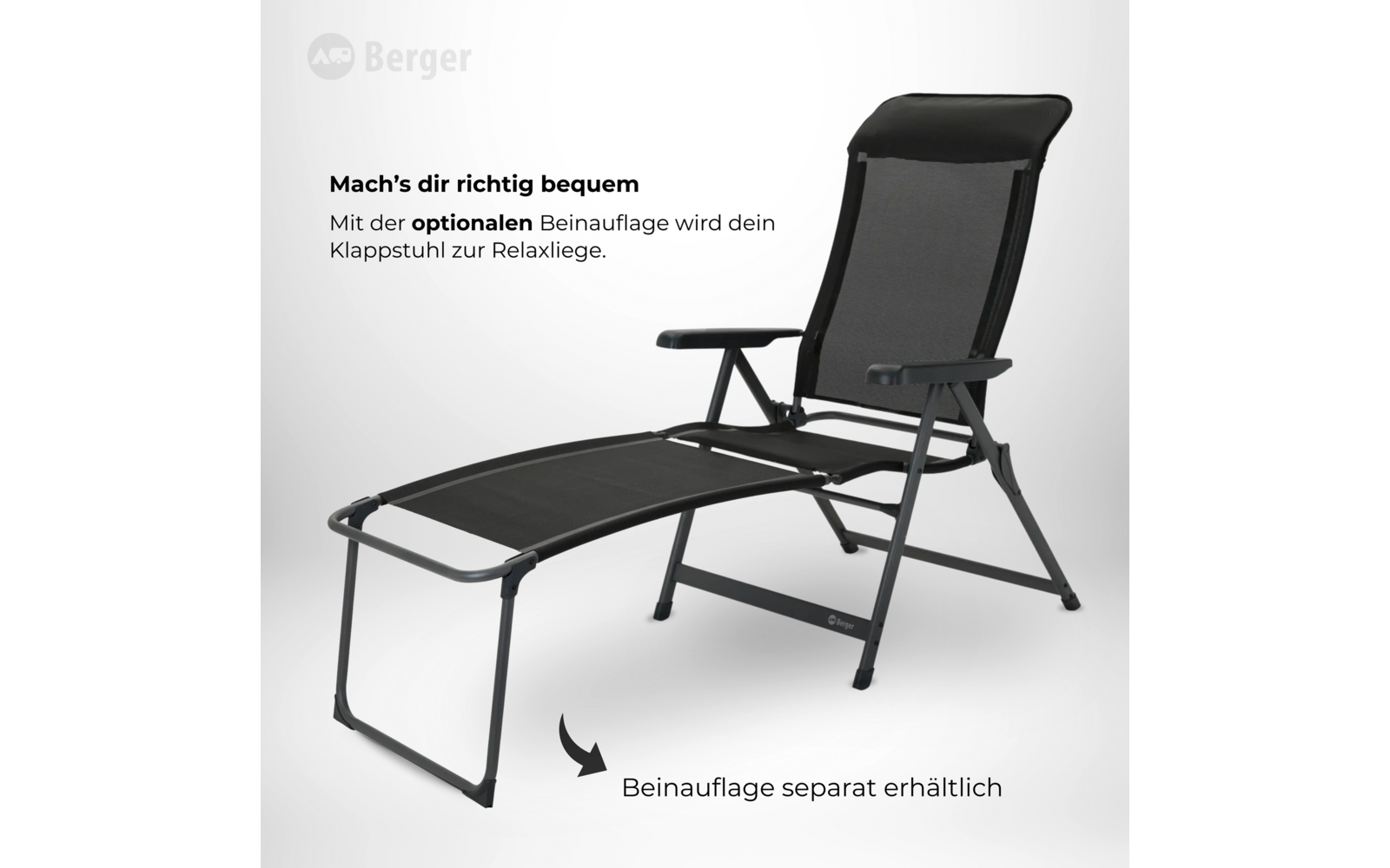Sideprofil av Iseo Luxus klappstol svart med polstring