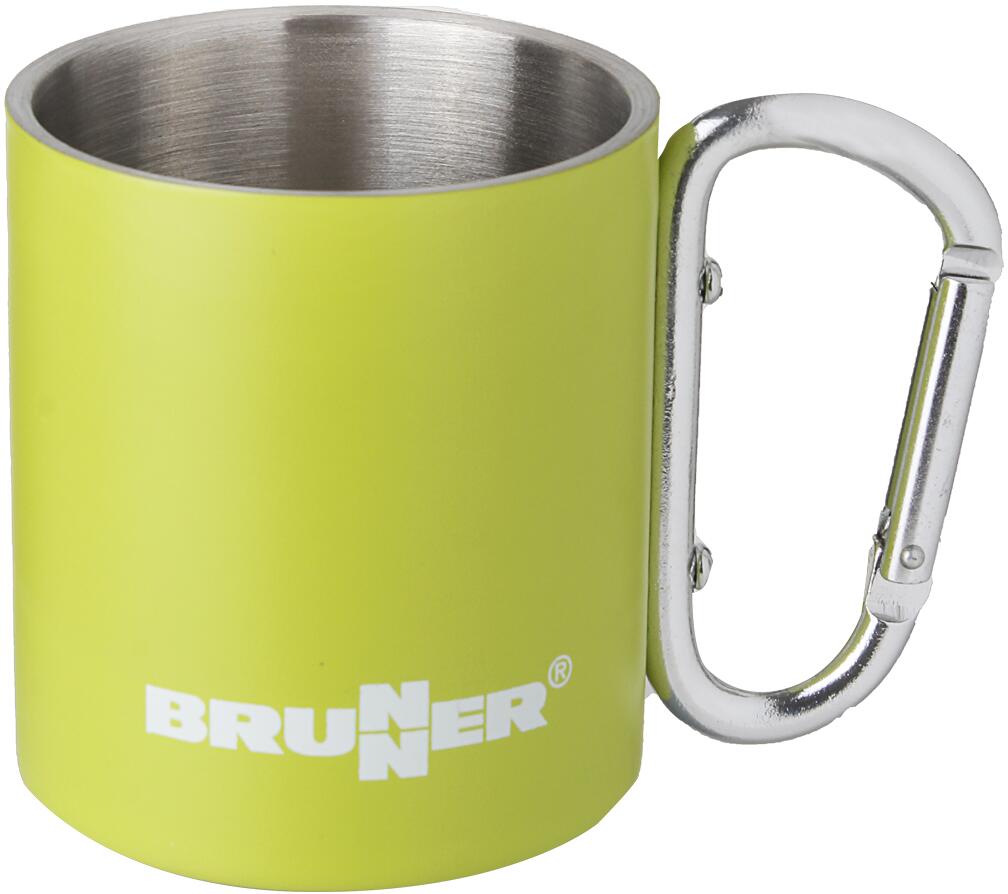 Isolerkopp med karabinkrok 200ml rustfritt stål gul - Brunner forfra