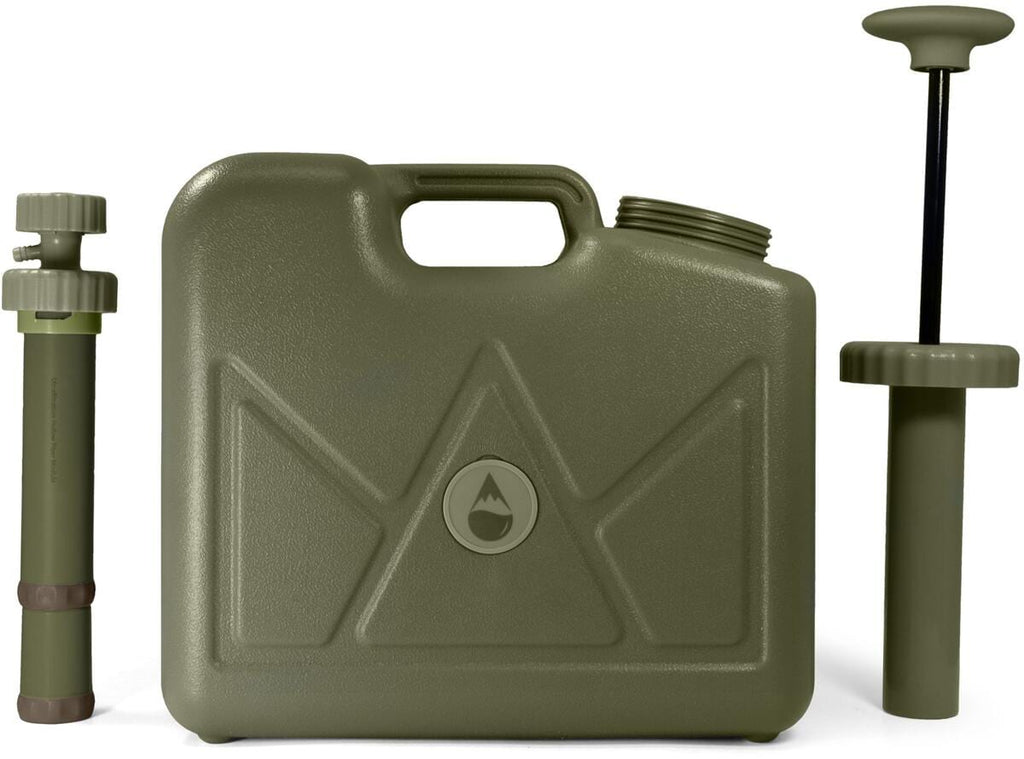 Jerrycan vannfilter 15 l med pumpe og membranfilter front