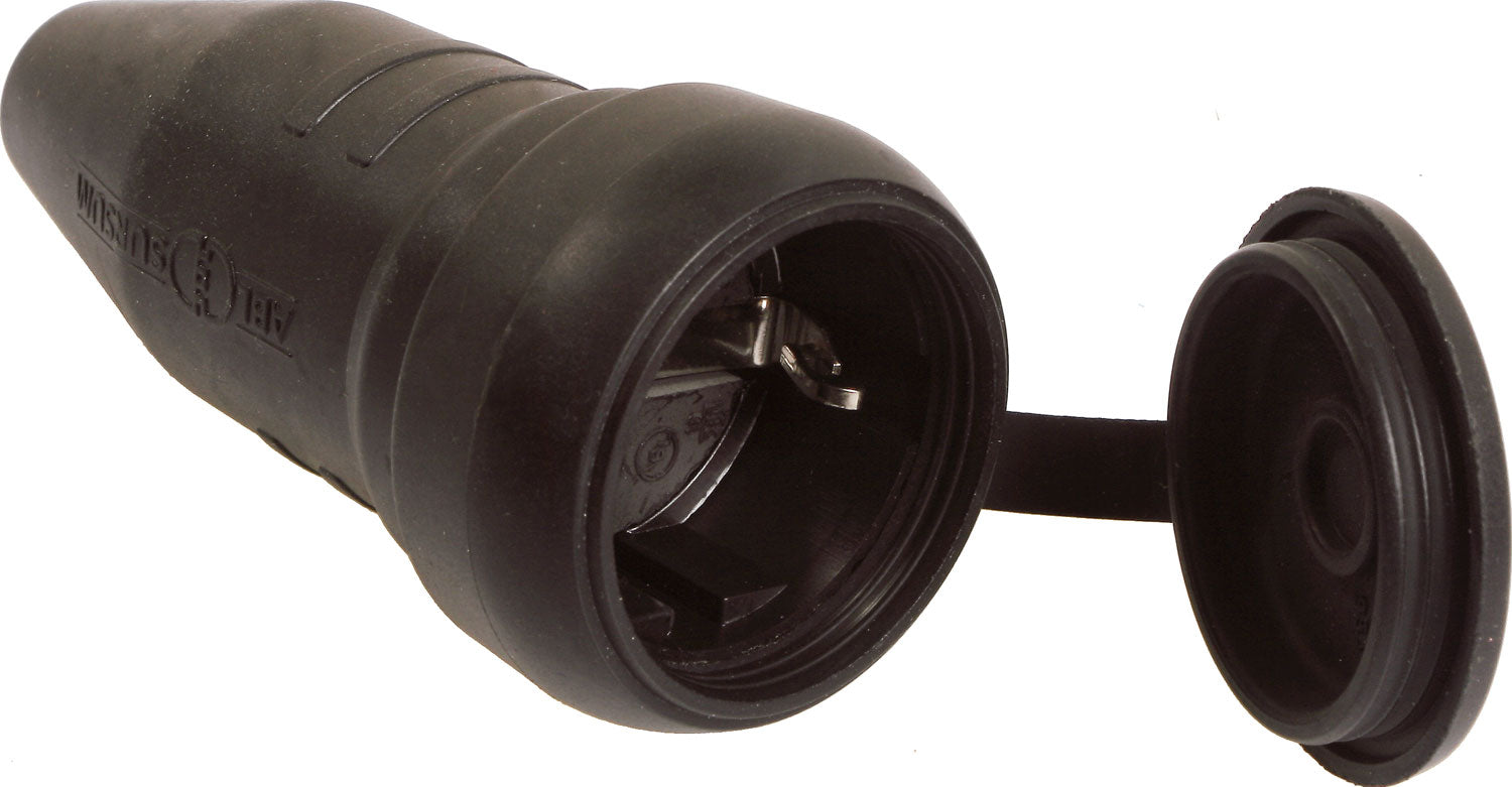 Jordingskobling helgummi 250V 10-16A svart AS-Schwabe for campingbruk