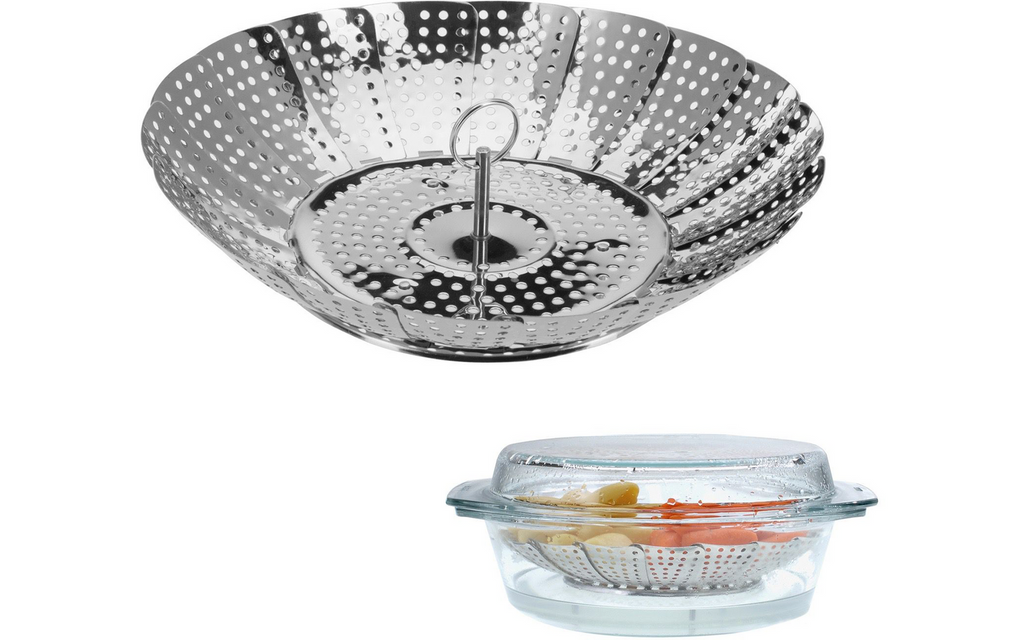 Bakside av Justerbar dampinnsats i rustfritt stål for gryter 14 cm